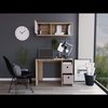 Tuhome Khali Office Set, Two Shelves, Two Drawers, Wall Cabinet, Single Door Cabinet, Light Oak/Taupe CDT5967